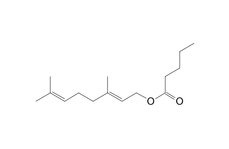 Pentanoic acid, 3,7-dimethyl-2,6-octadienyl ester, (E)-