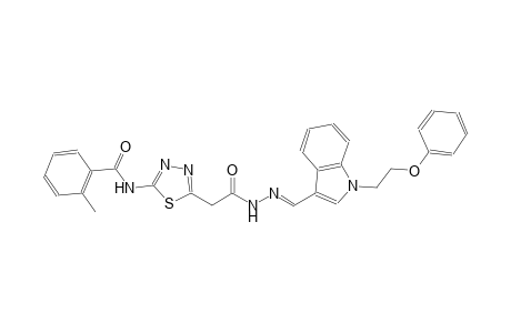 2-methyl-N-{5-[2-oxo-2-((2E)-2-{[1-(2-phenoxyethyl)-1H-indol-3-yl]methylene}hydrazino)ethyl]-1,3,4-thiadiazol-2-yl}benzamide