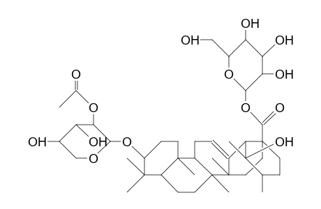 Pomolic-acid-3.beta.-O.alpha.-L-2-acetoxyarabinopyranosyl-28-O.beta.-D-glucopyranoside