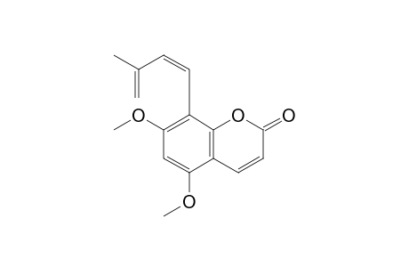 CIS-DEHYDROCOUMURRAYIN;5,7-DIMETHOXY-8-[(Z)-3'-METHYLBUTAN-1',3'-DIENYL]-COUMARIN