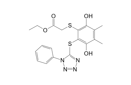 Acetic acid, 2-[[2,5-dihydroxy-3,4-dimethyl-6-[(1-phenyl-1H-tetrazol-5-yl)thio]phenyl]thio]-, ethyl ester