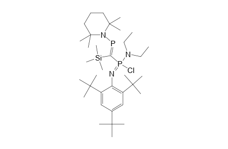 DIETHYLAMINO-CHLORO-([(2,2,6,6-TETRAMETHYLPIPERIDIN-1-YL)-PHOSPHINIDENE-TRIMETHYLSILYL]-METHYL)-[(2,4,6-TRI-TERT.-BUTYLPHENYL)-IMINO]-PHOSPHORANE