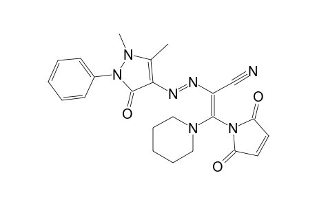 (E)-N'-(1,5-Dimethyl-3-oxo-2-phenyl-2,3-dihydro-1H-pyrazol-4-yl)-2-(2,5-dioxo-2,5-dihydro-1H-pyrrol-1-yl)-2-(piperidin-1-yl)acetohydrazonoyl cyanide