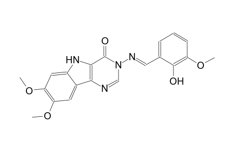 3-{[(E)-(2-hydroxy-3-methoxyphenyl)methylidene]amino}-7,8-dimethoxy-3,5-dihydro-4H-pyrimido[5,4-b]indol-4-one