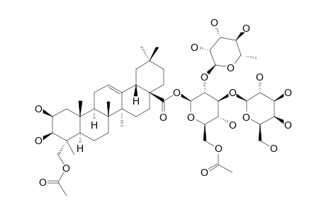 PERENNISOSIDE_II;23-O-ACETYLBAYOGENIN_28-O-ALPHA-L-RHAMNOPYRANOSYL-(1->2)-[BETA-D-GALACTOPYRANOSYL-(1->3)]-6-O-ACETYL-BETA-D-GLUCOPYRANOSIDE