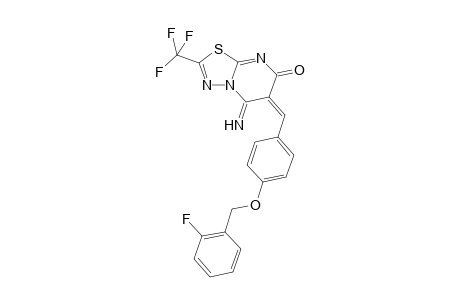 (6E)-5-azanylidene-6-[[4-[(2-fluorophenyl)methoxy]phenyl]methylidene]-2-(trifluoromethyl)-[1,3,4]thiadiazolo[3,2-a]pyrimidin-7-one