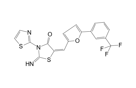 (5E)-2-azanylidene-3-(1,3-thiazol-2-yl)-5-[[5-[3-(trifluoromethyl)phenyl]furan-2-yl]methylidene]-1,3-thiazolidin-4-one