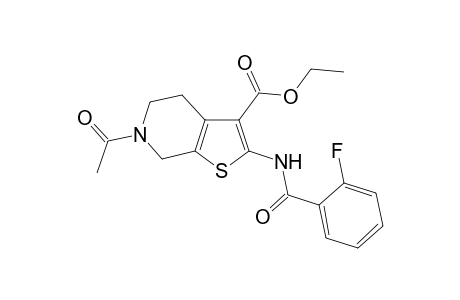 Ethyl 6-acetyl-2-[(2-fluorobenzoyl)amino]-4,5,6,7-tetrahydrothieno[2,3-c]pyridine-3-carboxylate