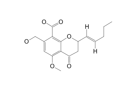 CAVOXONE;2-(1E-PENTENYL)-5-METHOXY-7-HYDROXYMETHYL-8-CARBOXYLIC-ACID-CHROMAN-4-ONE