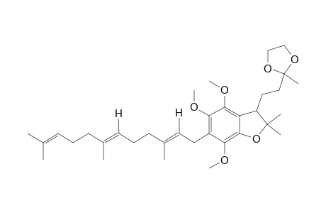 (E,E)-3-(3,3-ethylenedioxybutyl)-4,5,7-trimethoxy-2,2-dimethyl-6-(3,7,11-trimethyldodeca-2,6,10-trienyl)-2,3-dihydrobenzofuran