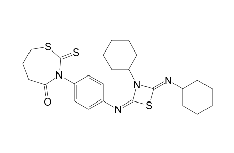 3-[4'-( 3"-Cyclohexyl-4"-cyclohexylimino-1",3'-thiazetidine-2"-ylideneamino)phenyl]-2-thioxo-1,3-thiazepan-4-one