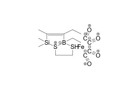 Tetracarbonyl{4,5-diethyl-2,2,3-trimethyl-1-thionia-6-thia-2-sila-5-boratabicyclo[3.3.0]oct-3-ene-S(6)}iron
