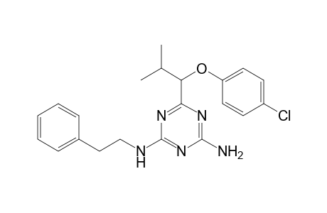 2-amino-4-[1-(p-chlorophenoxy)-2-methylpropyl]-6-(phenethyamino)-s-triazine