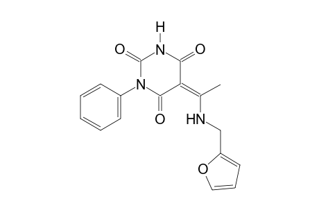 (5Z)-5-{1-[(2-furylmethyl)amino]ethylidene}-1-phenyl-2,4,6(1H,3H,5H)-pyrimidinetrione