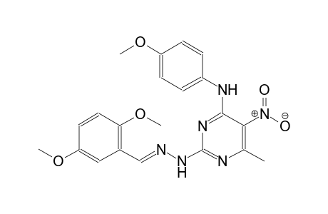 benzaldehyde, 2,5-dimethoxy-, [4-[(4-methoxyphenyl)amino]-6-methyl-5-nitro-2-pyrimidinyl]hydrazone