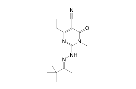 2-[(2E)-2-(3,3-dimethylbutan-2-ylidene)hydrazinyl]-4-ethyl-1-methyl-6-oxidanylidene-pyrimidine-5-carbonitrile