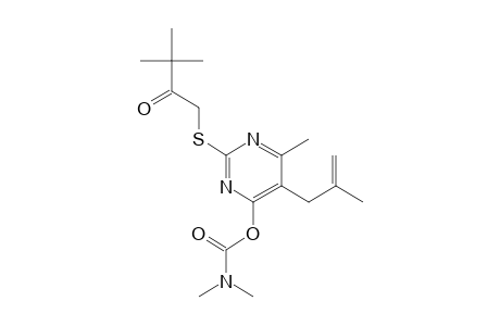 3,3-dimethyl-1-{[4-hydroxy-6-methyl-5-(2-methylallyl)-2-pyrimidinyl]thio}-2-butanone, dimethylcarbamate (ester)