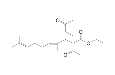 4,8-Decadienoic acid, 2-acetyl-2-(3-oxo-1-butyl)-5,9-dimethyl-, ethyl ester (E)-