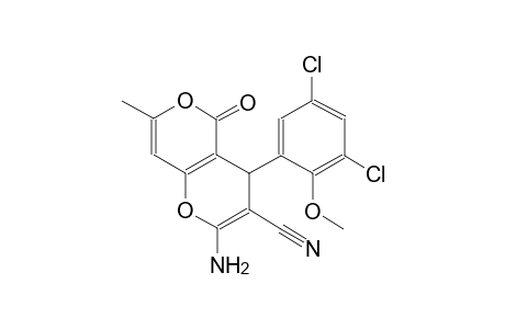 2-amino-4-(3,5-dichloro-2-methoxyphenyl)-7-methyl-5-oxo-4H,5H-pyrano[4,3-b]pyran-3-carbonitrile