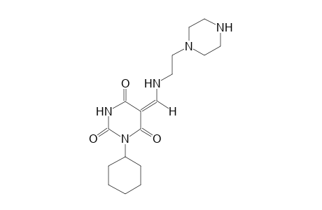 (5E)-1-cyclohexyl-5-[(2-piperazin-1-ylethylamino)methylene]hexahydropyrimidine-2,4,6-trione
