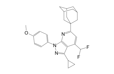 1H-pyrazolo[3,4-b]pyridine, 3-cyclopropyl-4-(difluoromethyl)-1-(4-methoxyphenyl)-6-tricyclo[3.3.1.1~3,7~]dec-1-yl-