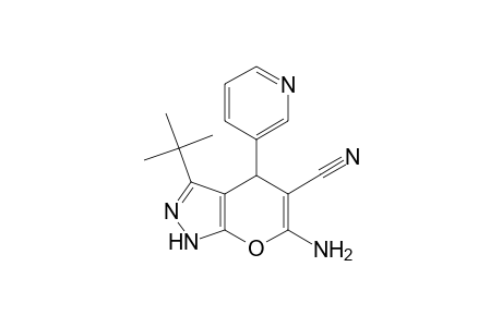 6-Amino-3-tert-butyl-4-(3-pyridinyl)-1,4-dihydropyrano[2,3-c]pyrazole-5-carbonitrile