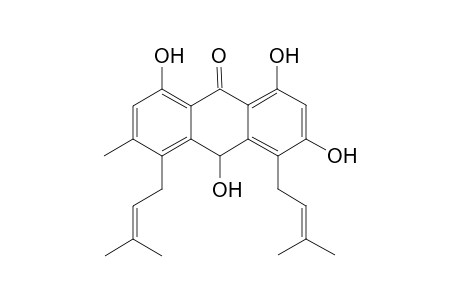 KENGANTHRANOL_A;(-)-1,3,8-TRIHYDROXY-6-METHYL-4,5-BIS-(3,3-DIMETHYLALLYL)-ANTHRANOL