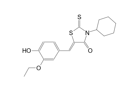 (5Z)-3-cyclohexyl-5-(3-ethoxy-4-hydroxybenzylidene)-2-thioxo-1,3-thiazolidin-4-one