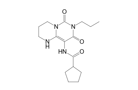 9-Cyclopentanecarboxamido-6,8-dioxo-7-propyl-1,3,4,6,7,8-hexahydro-2H-pyrimido[1,6-a]pyrimidine