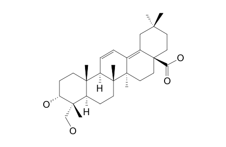 FATSICARPAIN_A;3-ALPHA,23-DIHYDROXYOLEAN-11,13-(18)-DIEN-28-OIC_ACID