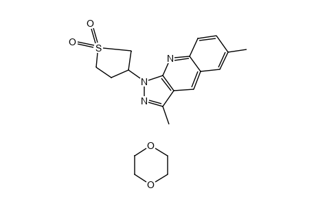 3,6-DIMETHYL-1-(TETRAHYDRO-3-THIENYL)-1H-PYRAZOLO[3,4-b]QUINOLINE, S,S-DIOXIDE, COMPOUND WITH DIOXANE