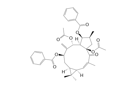 EUPHORBIA-FACTOR-L2;(2S*,3S*,4R*,5R*,7R*,9S*,11S*,15R*)-5,15-DIACETOXY-3,7-DIBENZOYLOXY-14-OXOLATHYRA-6(17),(12E)-DIENE