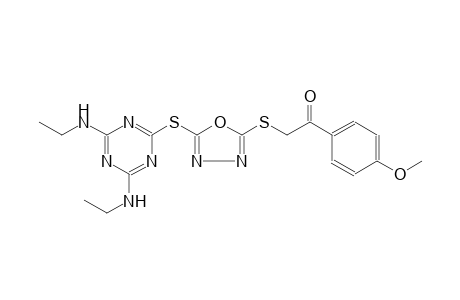 2-[(5-{[4,6-bis(ethylamino)-1,3,5-triazin-2-yl]sulfanyl}-1,3,4-oxadiazol-2-yl)sulfanyl]-1-(4-methoxyphenyl)ethanone