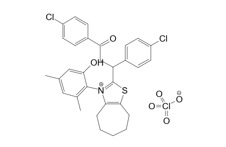 2-(((4-chlorobenzoyl)oxy)(4-chlorophenyl)methyl)-3-mesityl-5,6,7,8-tetrahydro-4H-cyclohepta[d]thiazol-3-ium perchlorate