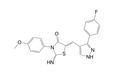 (5Z)-2-azanylidene-5-[[5-(4-fluorophenyl)-1H-pyrazol-4-yl]methylidene]-3-(4-methoxyphenyl)-1,3-thiazolidin-4-one