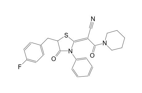 (2E)-2-[5-(4-fluorobenzyl)-4-oxo-3-phenyl-1,3-thiazolidin-2-ylidene]-3-oxo-3-(1-piperidinyl)propanenitrile