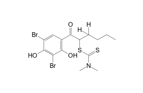 3',5'-dibromo-2',4'-dihydroxy-2-mercaptohexanophenone, 2-(dimethyldithiocarbamate)