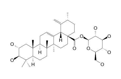 RUBUSIDE_F;2-ALPHA,3-BETA-DIHYDROXY-URS-12,19-(29)-DIEN-28_OIC_ACID_28-O-BETA-D-GLUCOPYRANOSIDE