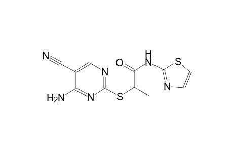 propanamide, 2-[(4-amino-5-cyano-2-pyrimidinyl)thio]-N-(2-thiazolyl)-