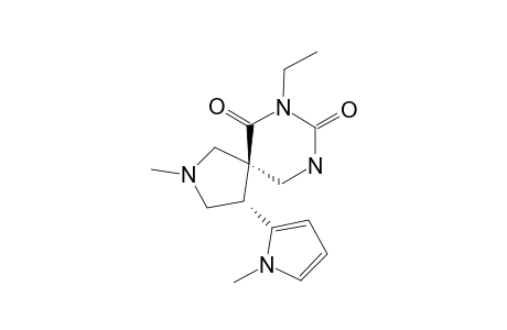 (+/-)-(4R,5S)-7-ETHYL-2-METHYL-4-(1-METHYL-1H-PYRROL-2-YL)-2,7,9-TRIAZASPIRO-[4.5]-DECANE-6,8-DIONE