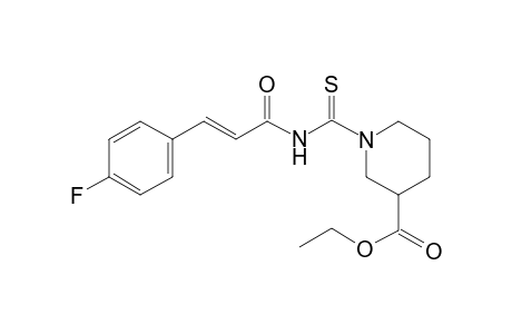 Piperidine-3-carboxylic acid, N-[3-(4-fluorophenyl)-1-oxo-2-propenylaminothiocarbonyl]-, ethyl ester