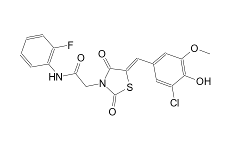 2-[(5Z)-5-(3-chloro-4-hydroxy-5-methoxybenzylidene)-2,4-dioxo-1,3-thiazolidin-3-yl]-N-(2-fluorophenyl)acetamide