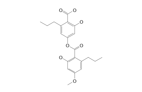 DIVARICATIC-ACID;2-HYDROXY-4-[(2-HYDROXY-4-METHOXY-6-PROPYLBENZOYL)-OXY]-6-PROPYLBENZOIC-ACID