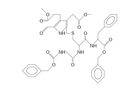 N-Benzyloxycarbonylgly-S-(5-formyl-4-<2-meo-carbonyl-et>-3-meo-carbonyl-me-pyrrol-2-ylme)-L-cysteinyl-L-phe benzyl ester