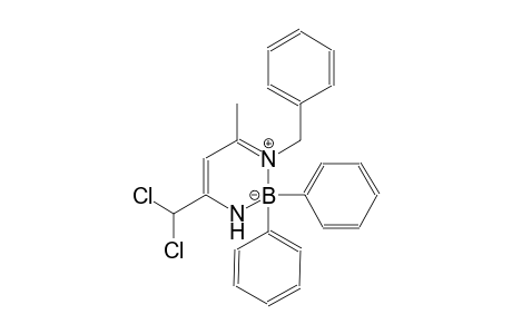 1-benzyl-4-(dichloromethyl)-6-methyl-2,2-diphenyl-2,3-dihydro-1,3,2-diazaborinin-1-ium-2-uide