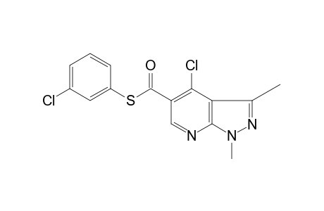 4-chloro-1,3-dimethyl-1H-pyrazolo[3,4-b]pyridine-5-carbothioic acid, S-(m-chlorophenyl)ester