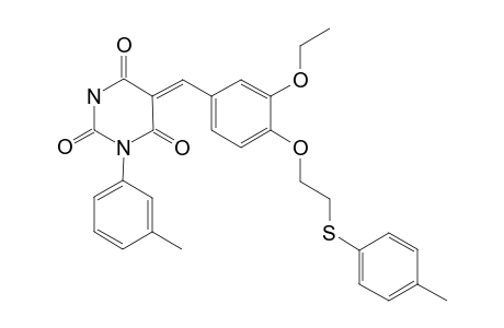 5-(3-Ethoxy-4-{2-[(4-methylphenyl)sulfanyl]ethoxy}benzylidene)-1-(3-methylphenyl)-2,4,6(1H,3H,5H)-pyrimidinetrione