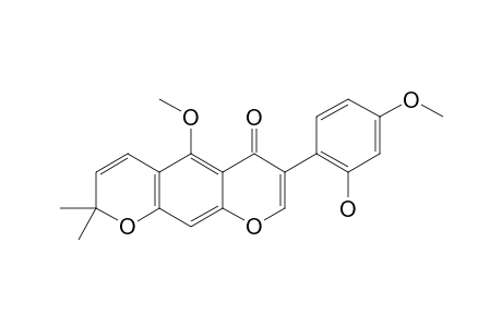 INDICANINE-E;2'-HYDROXY-5,4'-DIMETHOXY-2'',2''-DIMETHYLPYRAN-[5'',6'':6,7]-ISOFLAVONE