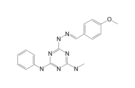 [4-anilino-6-(methylamino)-s-triazin-2-yl]-[(E)-p-anisylideneamino]amine