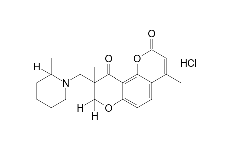 8,9-dihydro-4,9-dimethyl-9-[(2-methylpiperidino)methyl]-2H,10H-benzo[1,2-b:3,4-b']dipyran-2,10-dione, hychloride